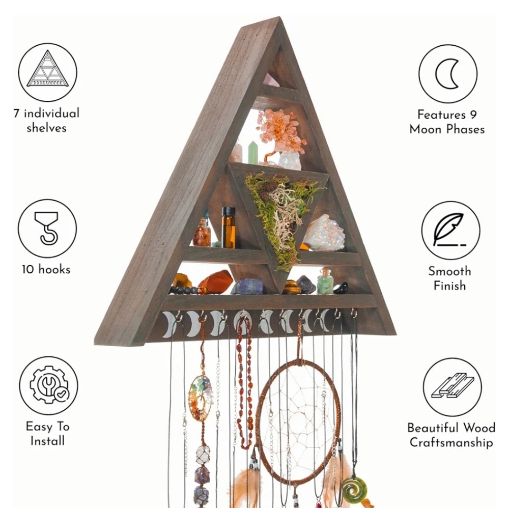 ARAGO Wooden Moon Shelf For Crystals - Picture 3 of 7